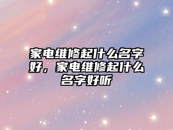 家電維修起什么名字好，家電維修起什么名字好聽