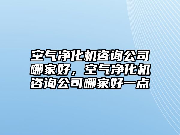 空氣凈化機咨詢公司哪家好，空氣凈化機咨詢公司哪家好一點