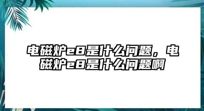 電磁爐e8是什么問題，電磁爐e8是什么問題啊